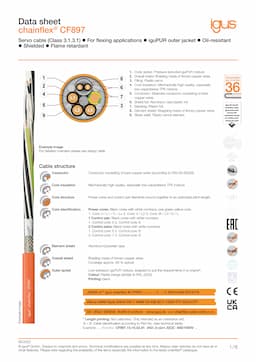 Technical data sheet chainflex® servo cable CF897