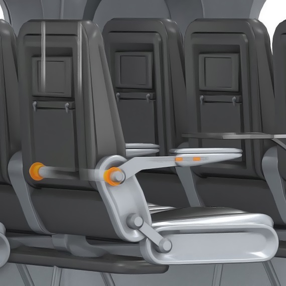Aircraft interior: plain bearings in armrests