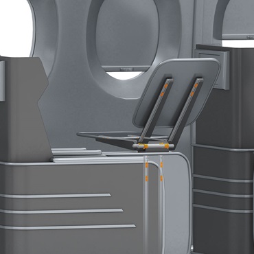 Aircraft interior: plain bearings in the table extension