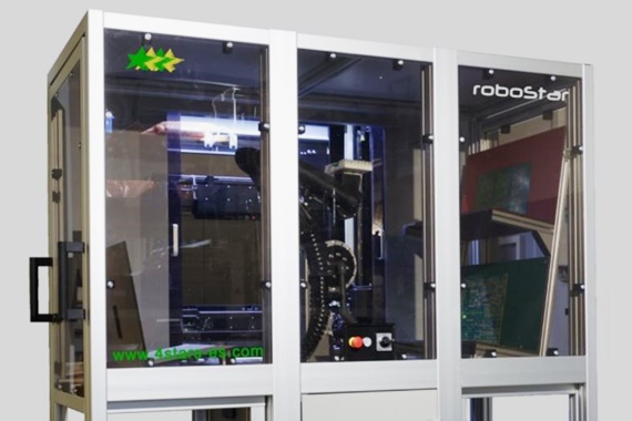 RoboStar testing unit for printed circuit boards with robolink robot arm